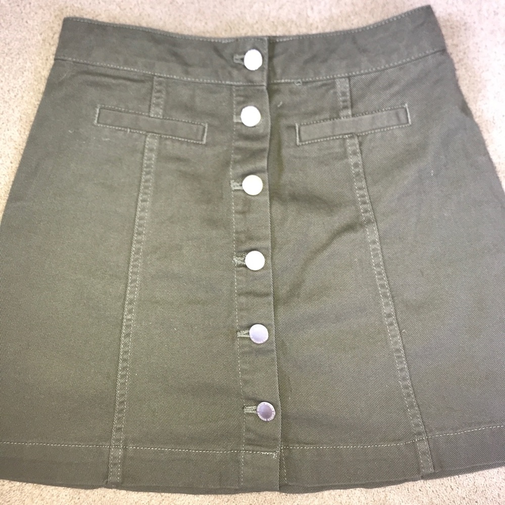 Navy Green Denim Skirt